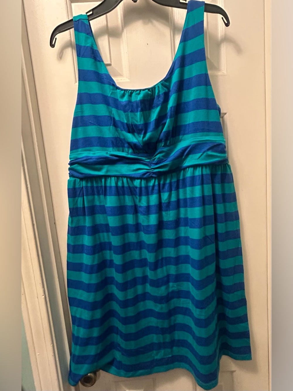 Blue & Teal Striped Sleeveless Dress